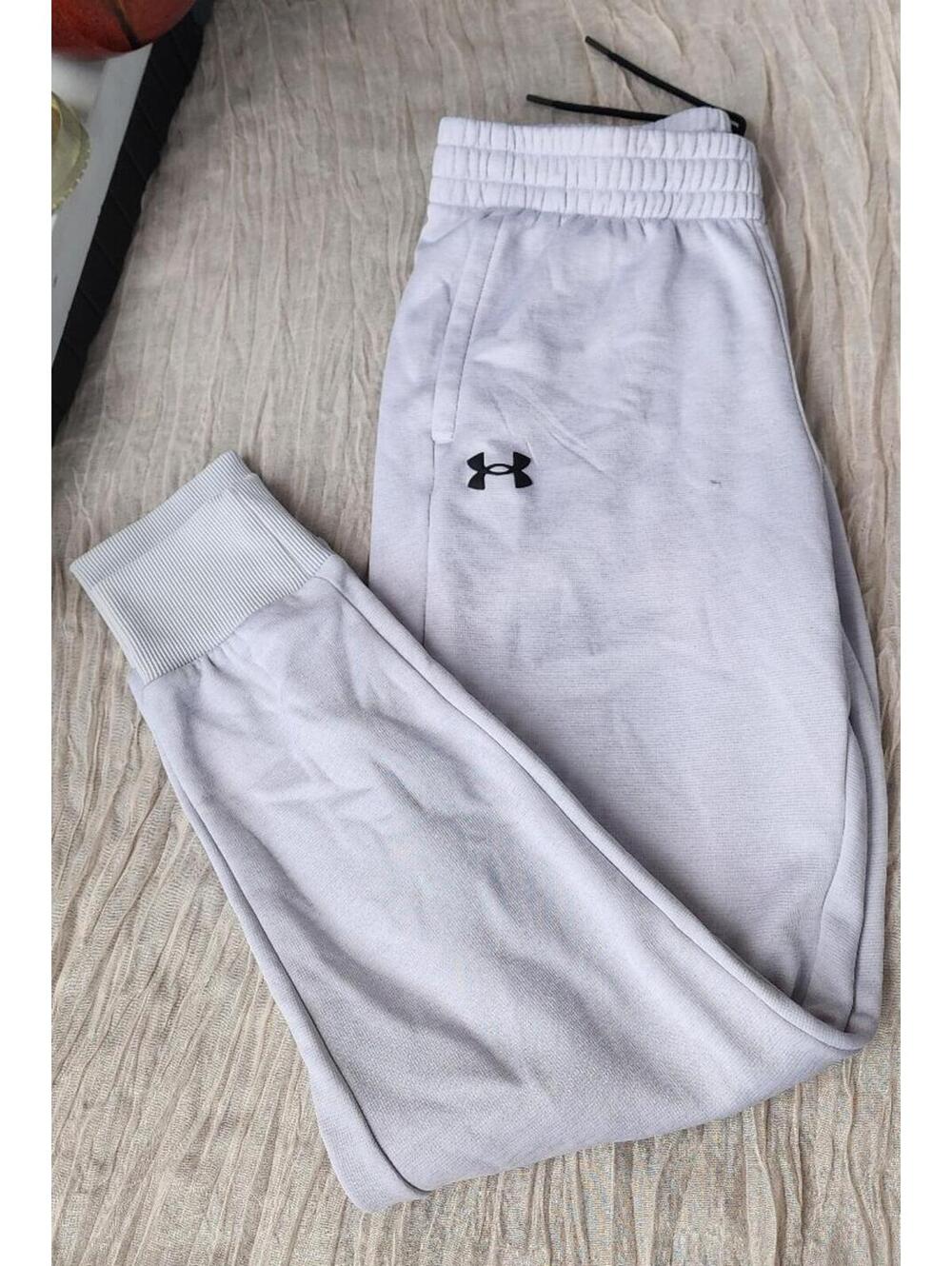 Under Armour White Fleece Joggers Tapered Sweatpants Size Small